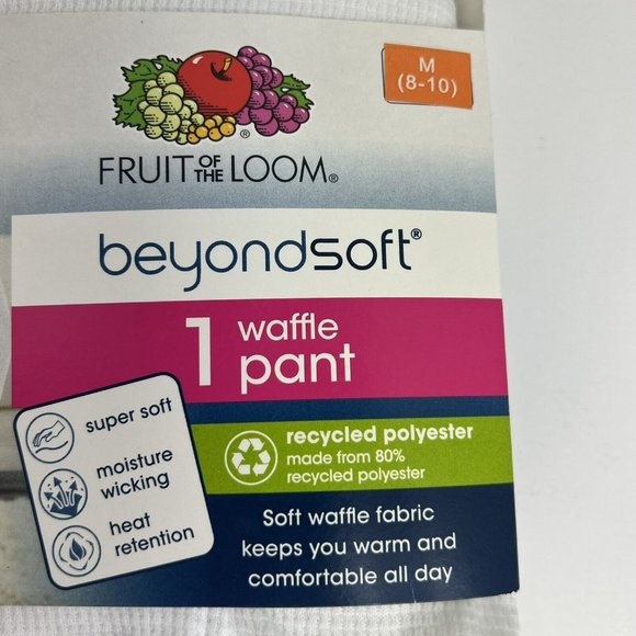 Fruit Of The Loom Womens Beyond Soft Waffle Pant Size Medium 8-10 White Thermal - Picture 4 of 12